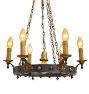 Vintage Colonial Revival Steel and Brass ring Chandelier
