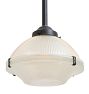Vintage Industrial Pendant with 2 Pieces Holophane Shade