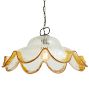 Vintage Mid Century Modern Hand Blown Italian Murano Glass Organic Scalloped Pendant with Amber Rim