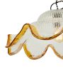 Vintage Mid Century Modern Hand Blown Italian Murano Glass Organic Scalloped Pendant with Amber Rim