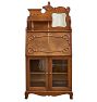 Vintage Victorian Secretary Desk with Mirror and Carved Scrollwork