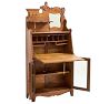 Vintage Victorian Secretary Desk with Mirror and Carved Scrollwork
