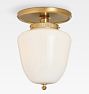 Radner Semi Flush Aged Brass 6in Fitter Acorn 12in Shade Cased White