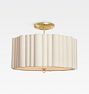 Francisco 26.88in Fabric Semi Flush Aged Brass