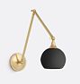 Poplar Articulating Task Sconce Aged Brass Long 6in Ball Shade Matte Black