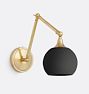 Poplar Articulating Task Sconce Aged Brass 6in Ball Shade Matte Black