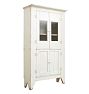 Tall Vintage Rustic Cabinet with 4 Doors and Perfectly Aged White Paint