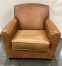 Open Box: Doyle Leather Club Chair - Distressed Pure Leather Saddle