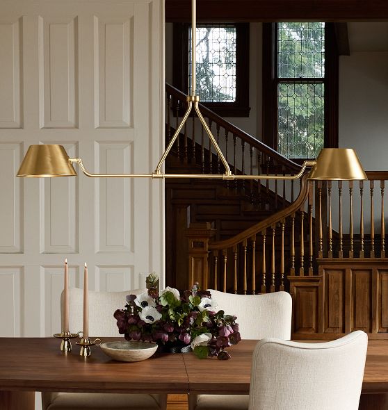 Percey 2-Light Linear Chandelier, 58" Width by Rejuvenation