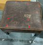 Open Box: Clinton Leather Ottoman without Nailheads - Distressed Pure Leather Molasses