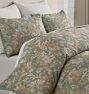 Watercolor Floral Printed Duvet, Full/Queen - Laurel Green