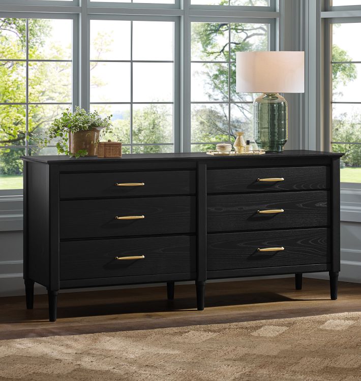 black wood 6 drawer dresser Prendonea - Six Sturdy Durability The sleek black chest of drawers features a waterproof top surface Sikaic Black Tall Dresser with
