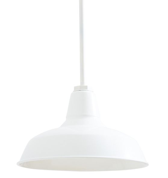 Vintage Industrial White Enamel Pendant by Rejuvenation