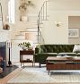 Mid-Century Brass &amp; Walnut Round Fireplace Tool Set