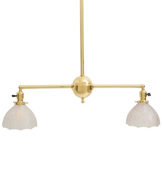Vintage Victorian 2-Arm Pendant with Wheel Cut Shades by Rejuvenation