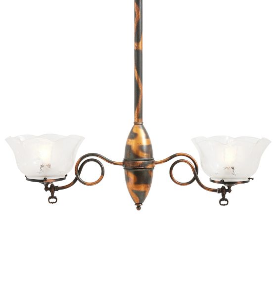 Vintage Colonial Revival Jappaned 2-Light Chandelier by Rejuvenation