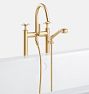 Rigdon Cross Handle Floor Mounted Tub Filler With Handshower - Aged Brass