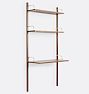 Hart Modular Walnut Single 2-Shelf with 36" Desk, Aged Brass Hardware
