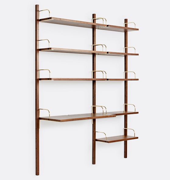Hart Modular Walnut Double 8-Shelf with 36" Desk