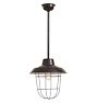 Vintage Industrial Caged Black Enamel Pendant