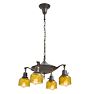 Vintage Classical Revival Alladin Pan Chandelier with Yellow Shades
