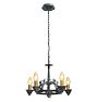 Vintage Colonial Revival Hammered Iron Chandelier with Leaf Motif