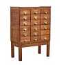 Vintage Industrial Oak 18 Drawer Apothecary Cabinet