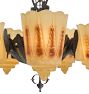 Vintage Art Deco Chandelier with Painted Shades
