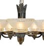 Vintage Art Deco Two Tone Chandelier with Crystal Cup Shades