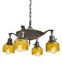Vintage Classical Revival Alladin Pan Chandelier with Yellow Shades