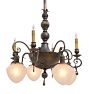 Vintage Classical Revival Chandelier with Ornate Metalwork and Globe Shades