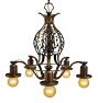 Vintage Classical Revival Ornate Cage Frame Chandelier
