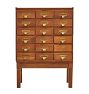 Vintage Industrial Oak 18 Drawer Apothecary Cabinet
