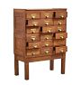 Vintage Industrial Oak 18 Drawer Apothecary Cabinet