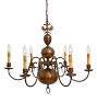 Vintage Flemish Style  6-Arm Candle Chandelier with Bird Motifs Dutch