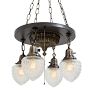 Vintage Colonial Revival Large Pan Chandelier 4 Light