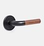 Tumalo Interior Door Set Round Plate with Walnut Lever, Passage - Oil-Rubbed Bronze