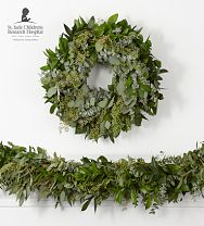 Live Ruscus, Seeded Eucalyptus & Baby Blue Eucalyptus Garland and Wreath