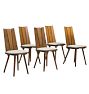 Vintage 1960s French Modern Slat Back Dining Chair Set of 5