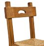 Vintage French Brutalist Oak and Rush Dining Chairs Set of 6