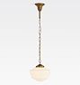 Rose City 4" Fitter Chain Pendant, Heritage Brass - 36" - 11" Opal Ogee Schoolhouse Shade