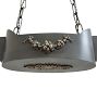 Vintage Classical Revival Brass Pan Chandelier with Wreath Motifs