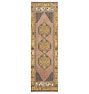 Vintage Turkish Hand-Knotted Wool Runner Medallion Yellow 9-1/2 x 3ft