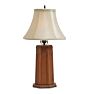 Vintage Arts and Crafts Mahogany Column Table Lamp with Silk Shade