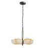 Vintage Art Deco 5 Light Chandelier with Gradient Slipper Shades and Glass Panel
