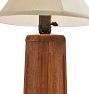 Vintage Arts and Crafts Mahogany Column Table Lamp with Silk Shade