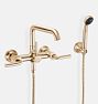 Descanso Smooth Lever Wall Mounted Tub Filler With Handshower, Satin Bronze PVD PVD