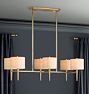 Rhone Linear Chandelier, 48" Width in Fabric Shades