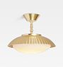 Alderman 14in Semi Flush Aged Brass Metal Cased White Glass Diffuser