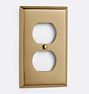 Lewis Single Duplex Outlet Switchplate, Heritage Brass